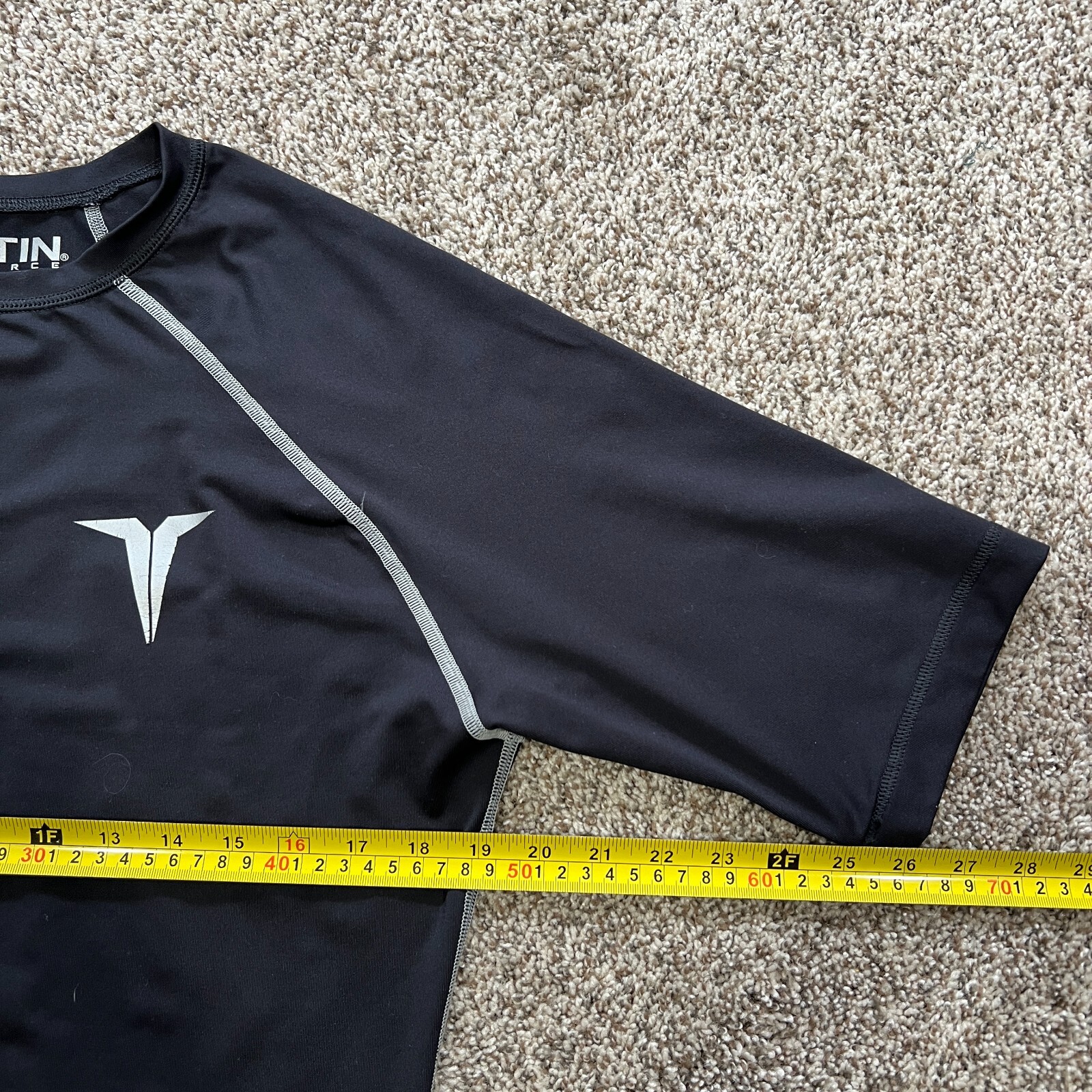 TITIN Force Men's Compression Black T-Shirt XL Gym Athletic FLAW: Stitching gallery