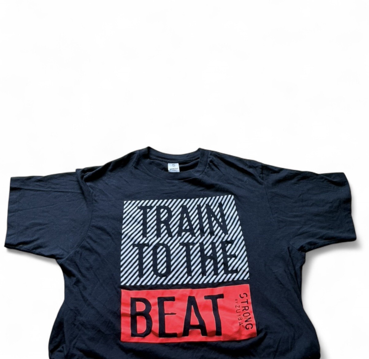 Zumba Strong Train to the Beat Graphic Logo Crew Neck Tee One Size Black/Red gallery
