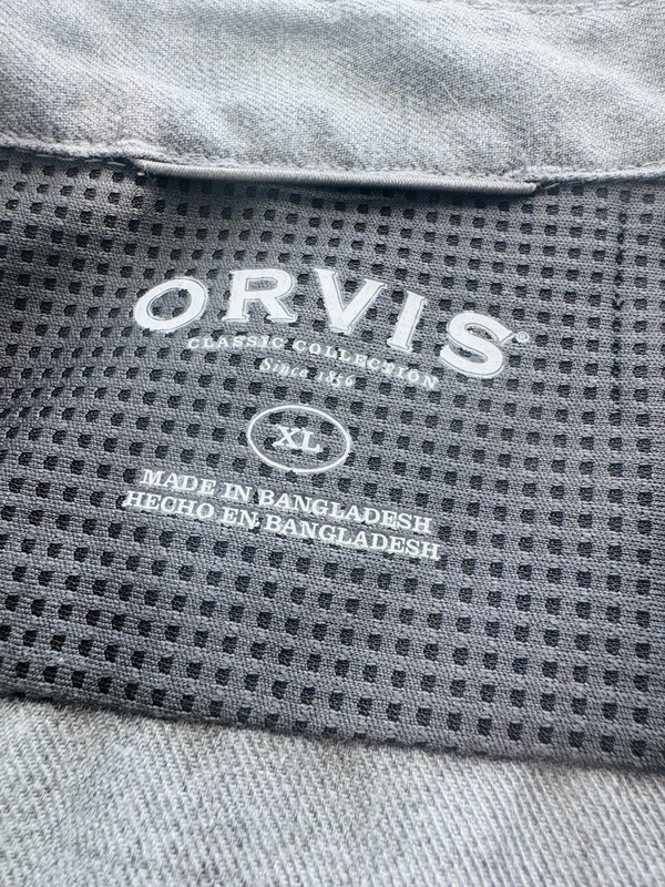 ORVIS Men’s Flannel Shirt, XL, Gray, Solid Classic Long Sleeve LS, Pockets gallery