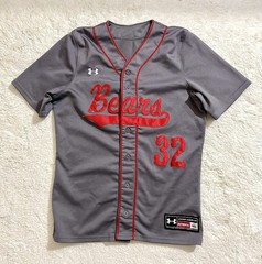 Under Armour (M) Authentic Baseball Jersey Bears Gray Red Stitched Tackle Twill