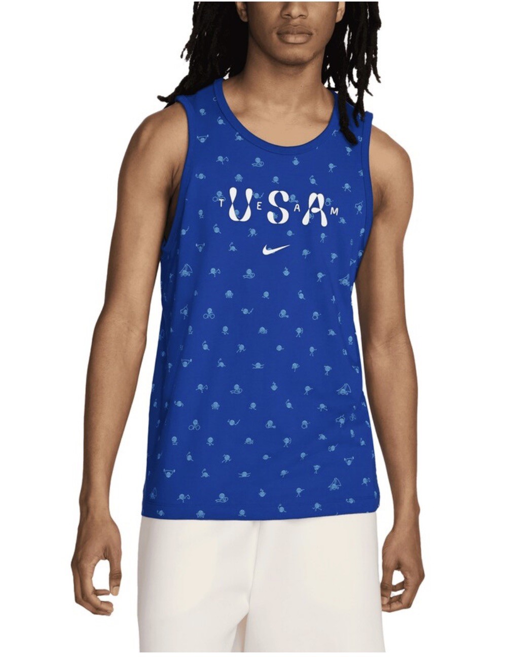 Nike USA Club Tank Top Men's Small Blue All Over Print FN0879-417 gallery