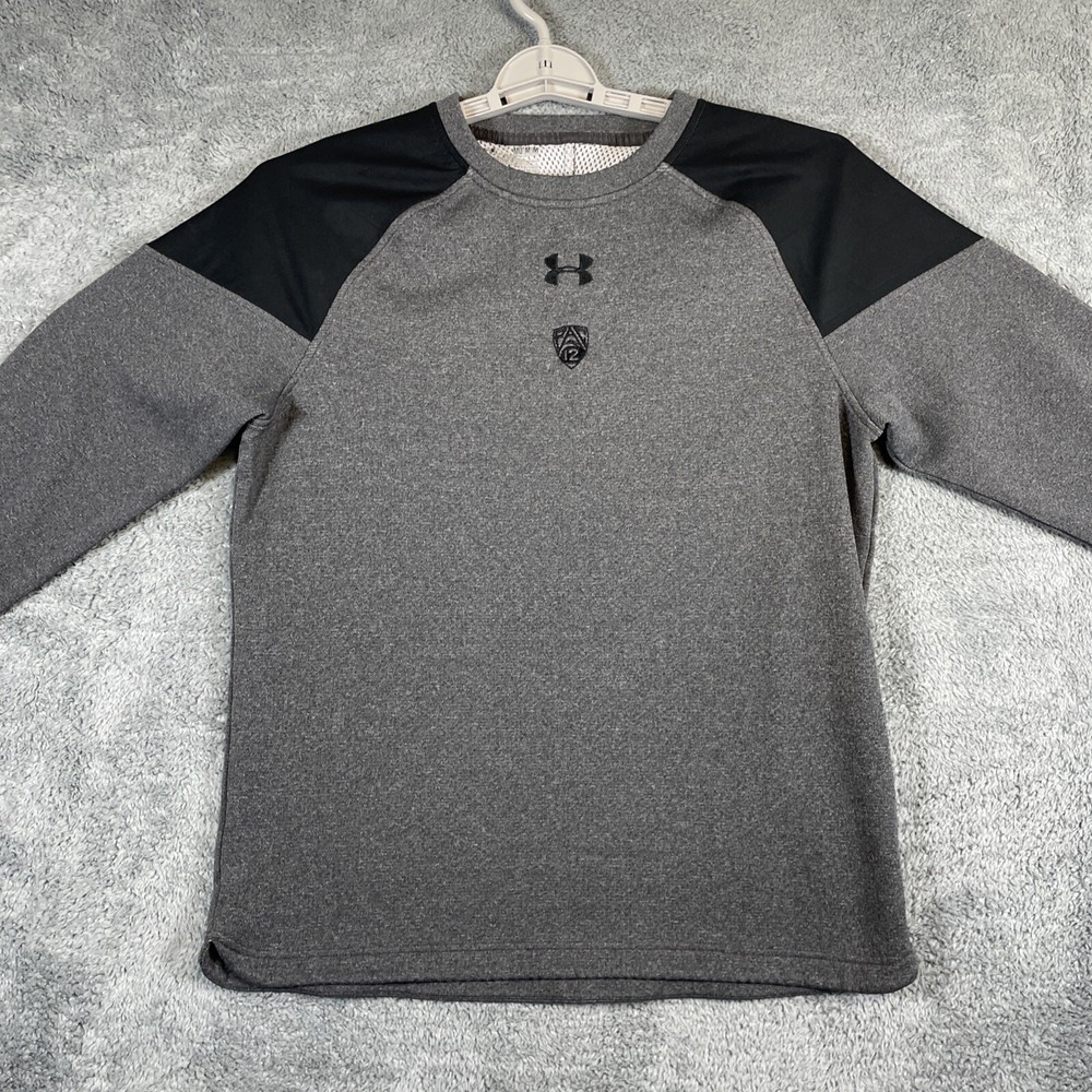 Under Armour Pullover Men Medium Gray Black ColdGear Mesh Lined Pac 12 Loose