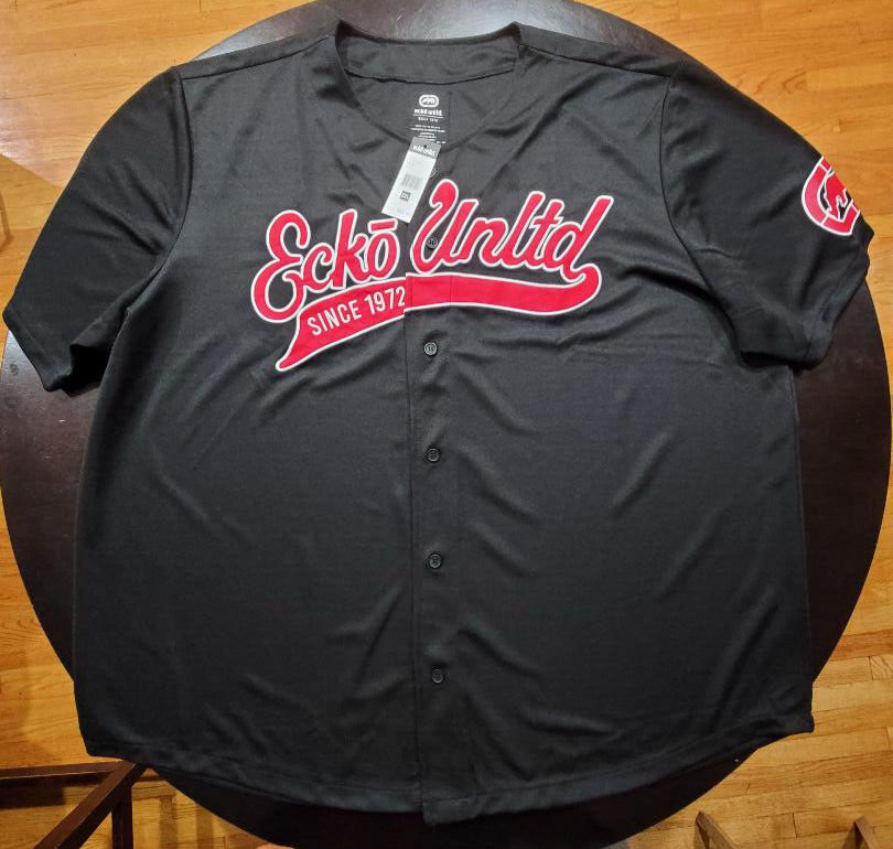 Ecko Unltd Men's Short Sleeve Heavy Weight Black/Red Baseball Jersey Sz 3XL NWT