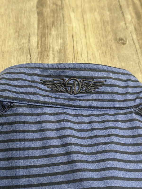 Straight Down Men’s Performance Golf 1/4 Zip Pullover Striped Blue Size XL * gallery