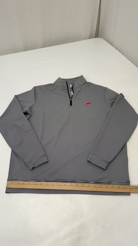 Peter Millar SMU Pony Up Stripe Performance 1/4 Zip College Blue & White Sz L gallery
