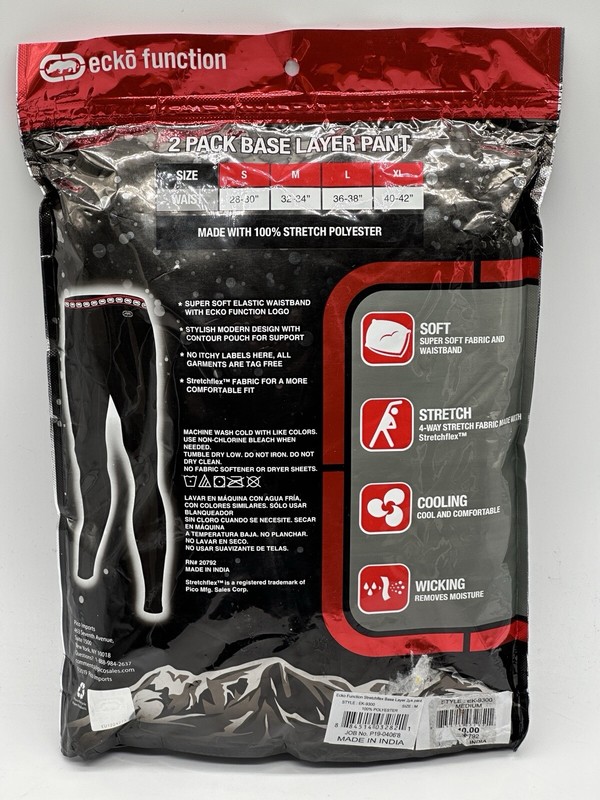 2 PACK MENS ECKO FUNCTION BASE LAYER PANTS MEDIUM BLACK COMFORT STRETCHFLEX gallery