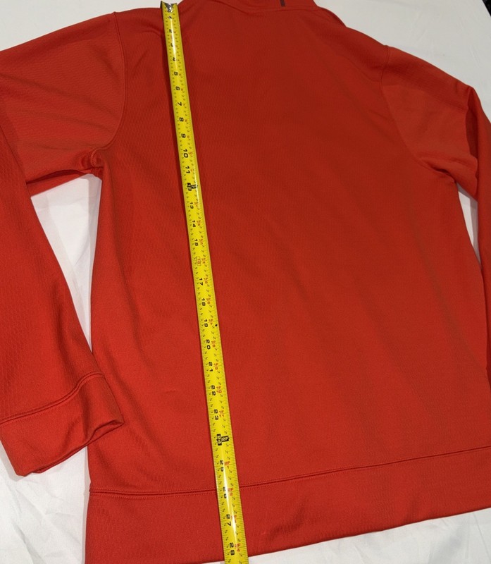 Under Armour Mens Hoodie Jacket Medium Orange Loose Full Zip Pockets Gray Logo gallery