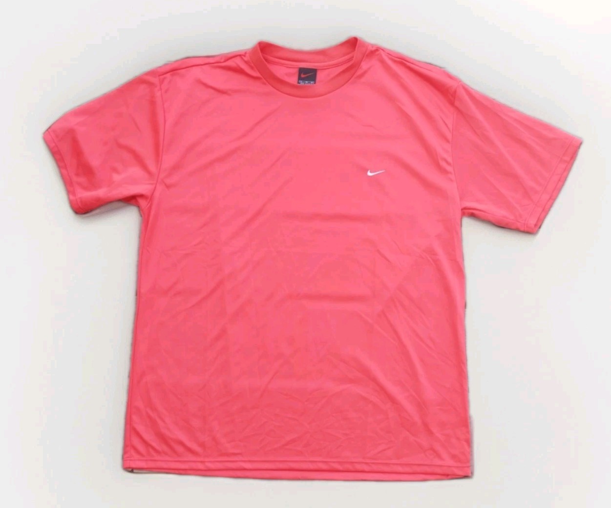 NIKE ORANGE RED EMBROIDERED Swish LOGO CREW SHORT Sleeve Shirt MEN XL CHEST 48 gallery