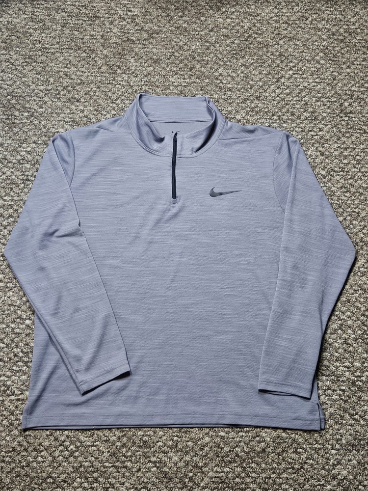 Nike Dri-Fit 1/4 Zip Lightweight Grey Pullover Men's XL