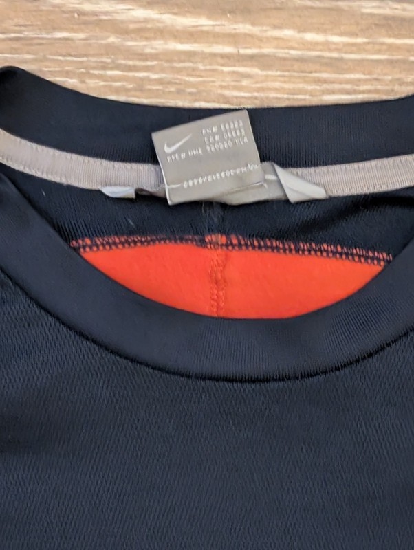 Nike Y2K Embroidered Swoosh Athletic Blue and Orange Crew Neck Tee Men’s Size L gallery