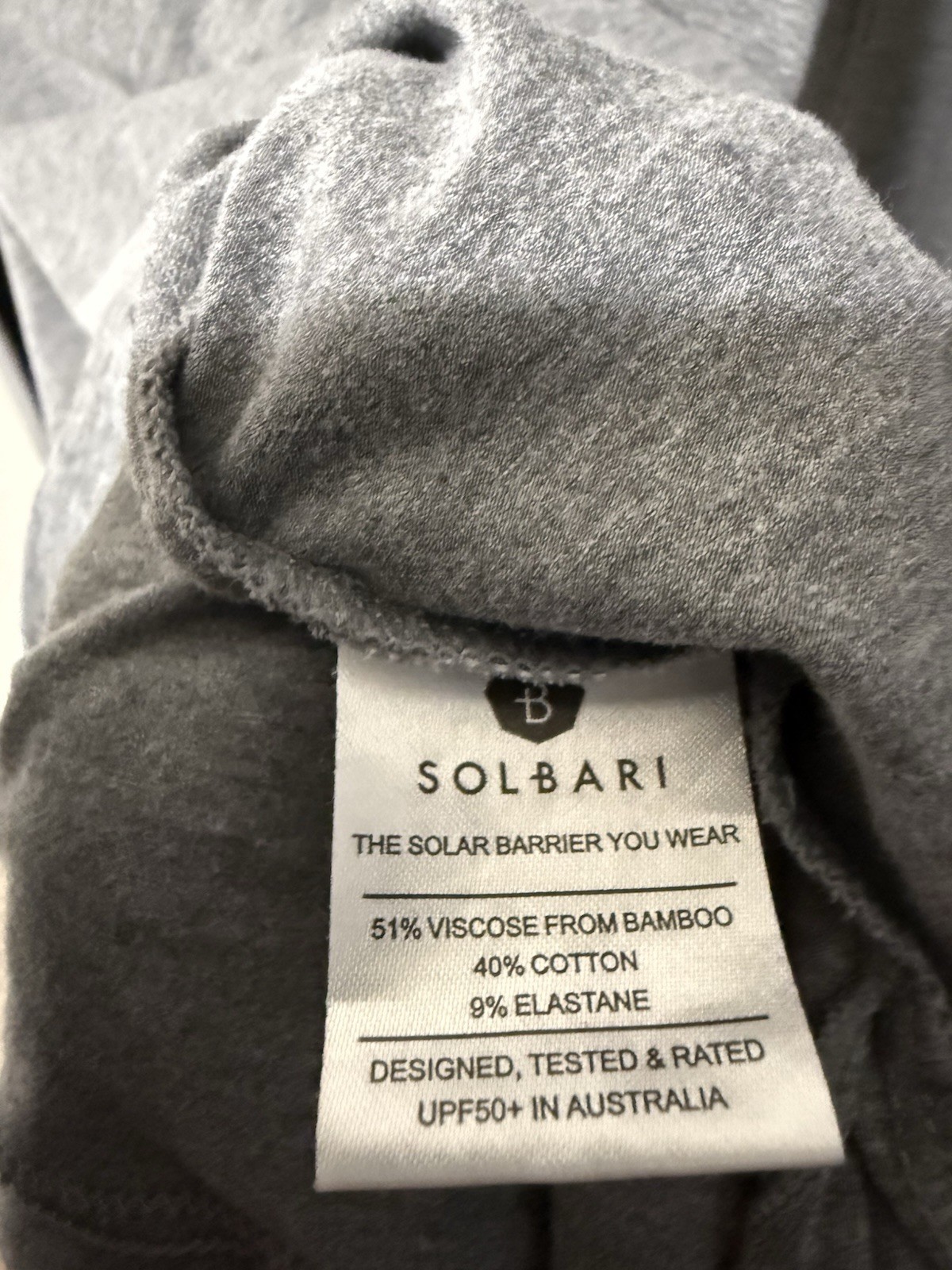 Solbari Men's Bamboo / Cotton UPF 50+ Long Sleeve Crew Neck Dark Gray Size L gallery