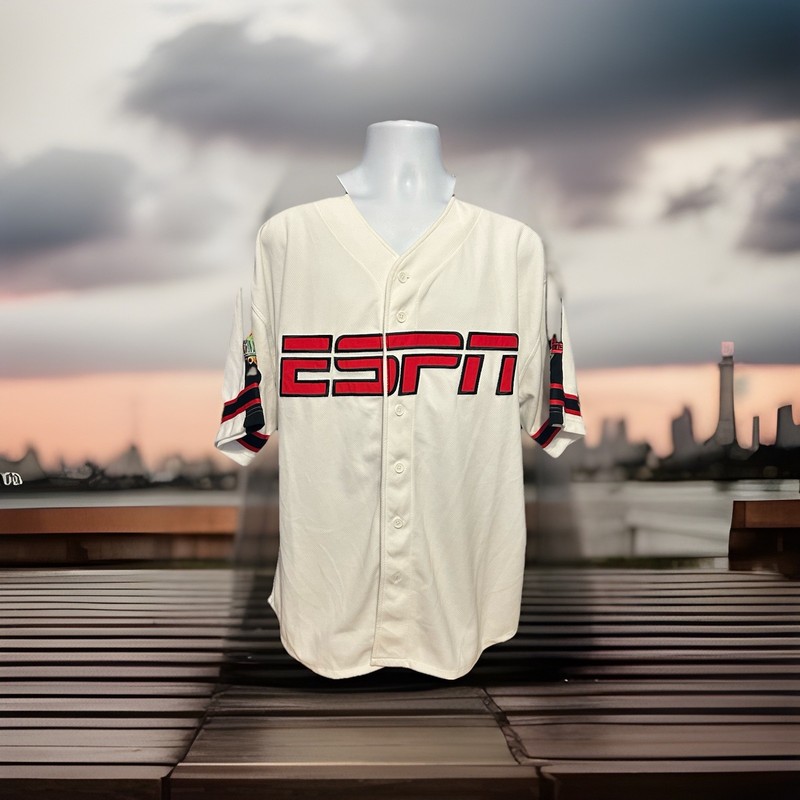 ESPN Zone Baseball Jersey #79 Men Large Button Up White Baseball Tonigjt Stitch gallery