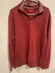 IZOD Mens Medium 1/4″ ZIP Pullover Red Long Sleeve Sweatshirt RN#36543