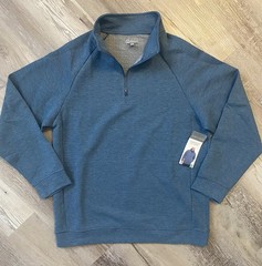 Berkley Jensen Mens Quarter Zip Pullover W/ Pockets Size L Ocean Blue