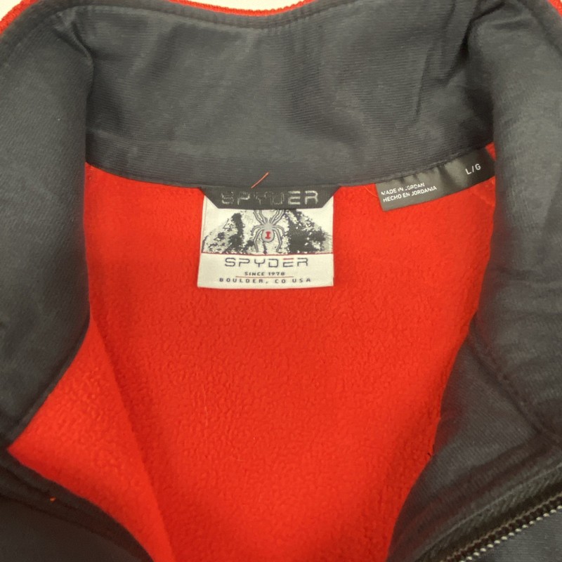 Spyder Mens L Red Black 1/4 Zip Fleece Pullover Sweater Waffle Knit gallery