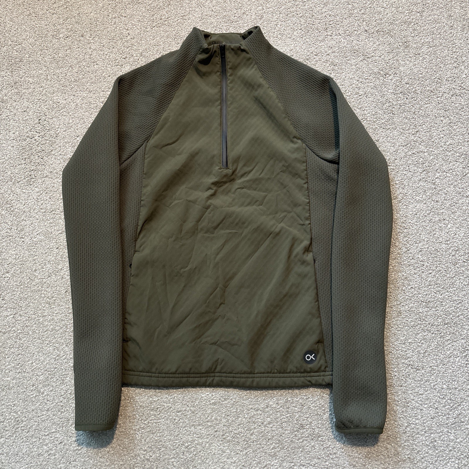 Outerknown Active 1/4 Zip Pullover Jacket Mens Sz XS Olive Green Warm Up gallery