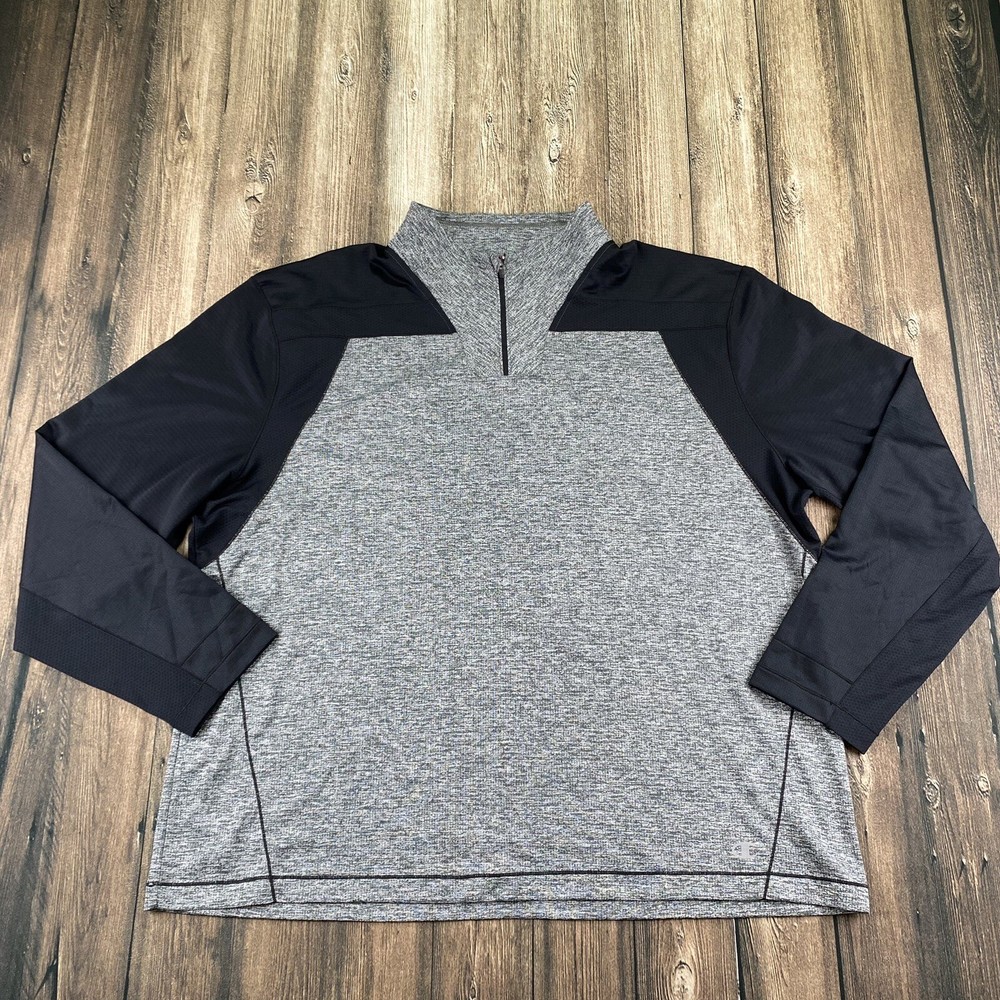 Champion Pullover Men’s 2XL Gray Mock Neck Gym Running Performance Activewear