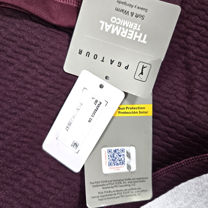 PGA Tour Men's Large Golf Thermal Stretch Burgundy 1/4 Zip Pullover Jacket New gallery