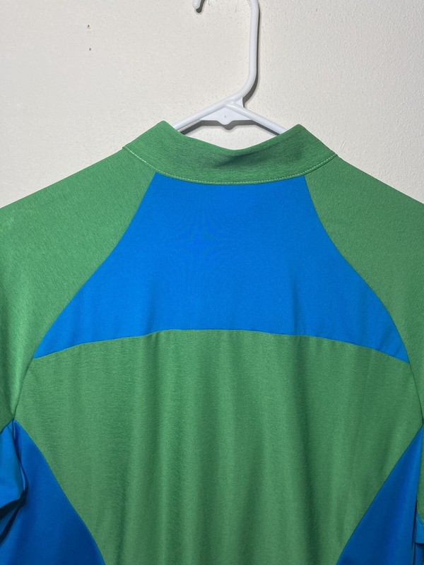 Columbia Omni-Freeze Green White Blue 1/4 Zip Mens Large Breast Pocket Shirt gallery