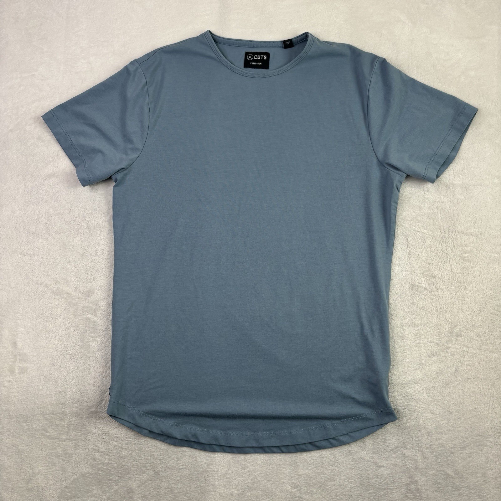 Cuts Curve-Hem Blue Short Sleeve Activewear Athletic Pullover Shirt Men's Medium gallery