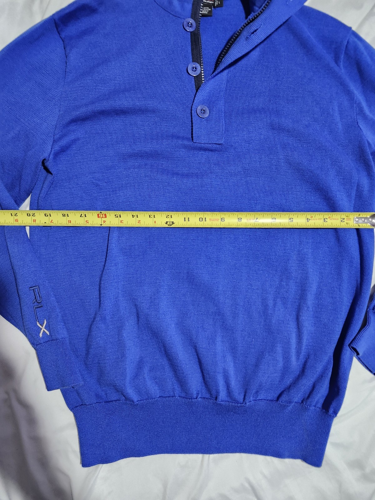 RLX Ralph Lauren Pullover Jacket Mens L Royal Blue 1/4 Zip Button Golf Stretch gallery