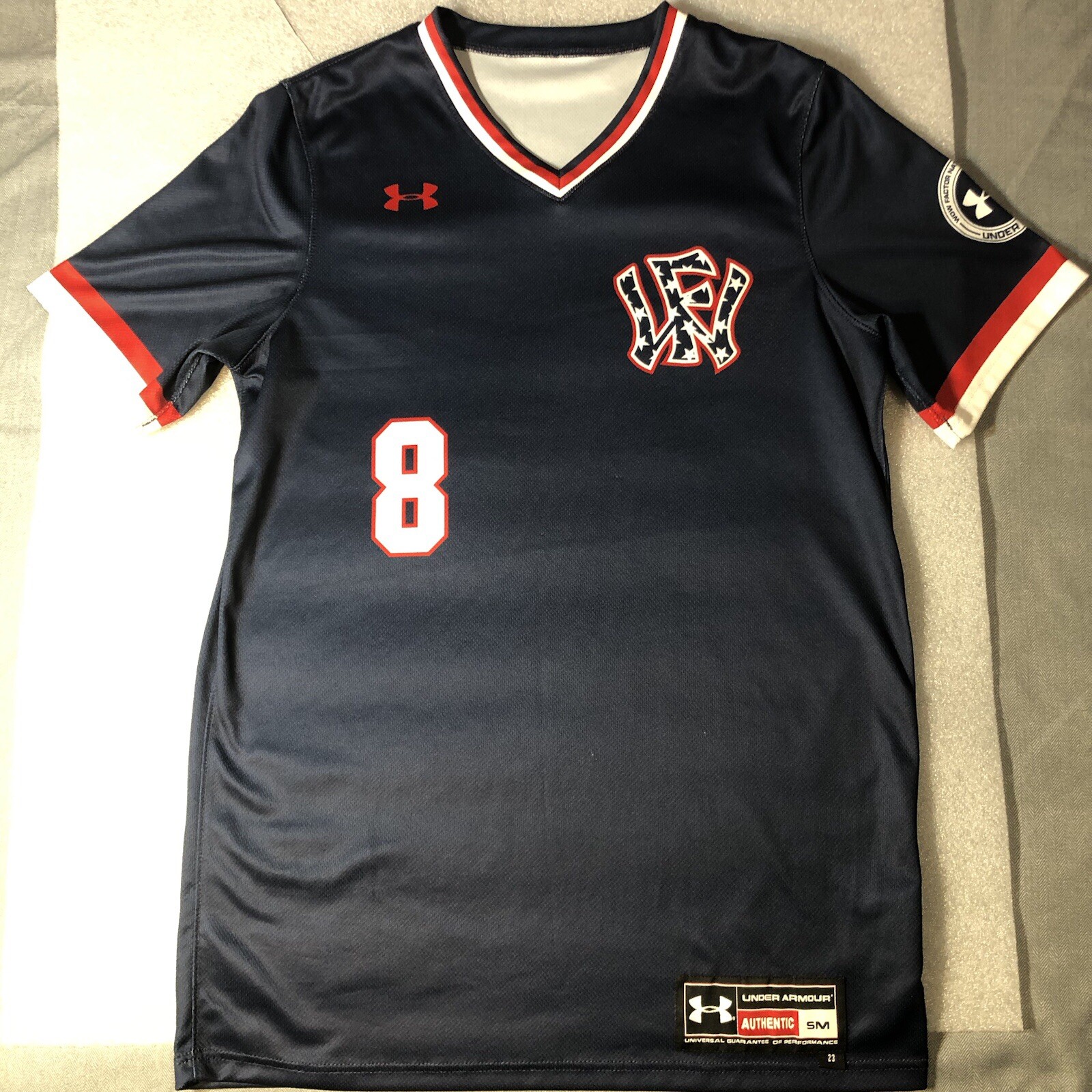 Under Armour Shirt Mens Small Navy Blue Team Tech Tee Athletic Baseball #8 gallery