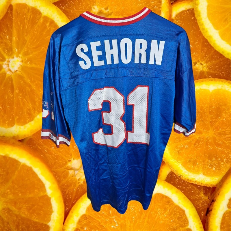 Champion VTG New York Giants Sehorn 31 V-Neck Short Sleeve Home Jersey Size 44 gallery