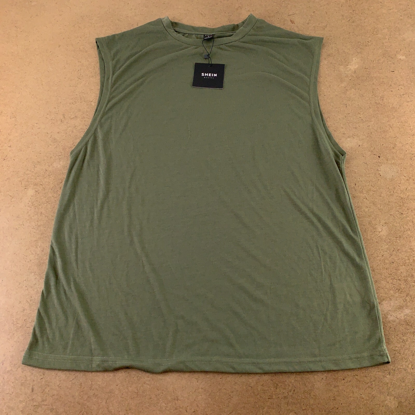 SHEIN BASICS Men's Size Large (40) Solid Army Green Crew Neck Tank Top NWT gallery
