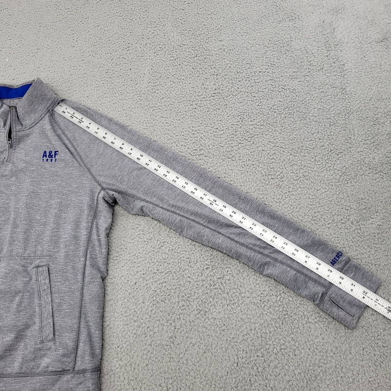 Abercrombie & Fitch 1/4 Zip Pullover Mens Medium Gray Performance Embroidery gallery
