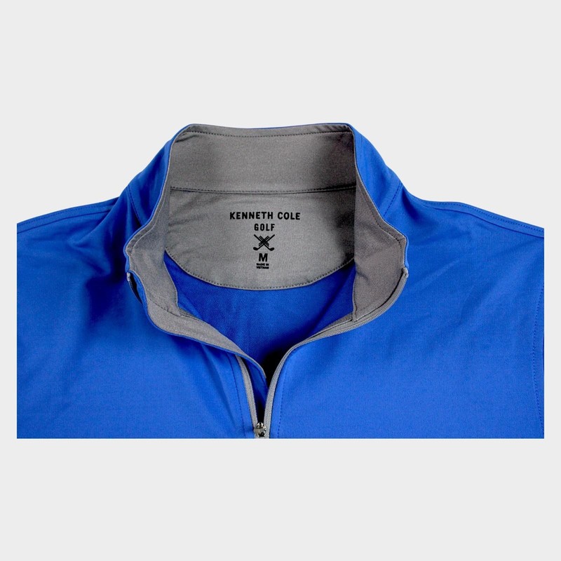 Kenneth Cole Golf Pullover Shirt Mens M Blue 1/4 Zip Performance Stretch $79 NEW gallery