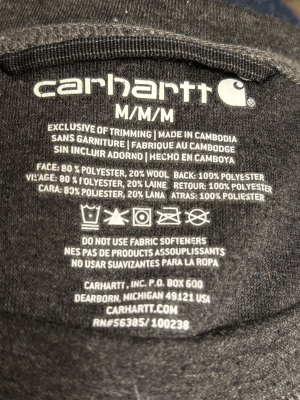 Carhartt Gray Force Wool Blend Base Layer Work Hike Outdoor Warmth Men’s Sz M gallery