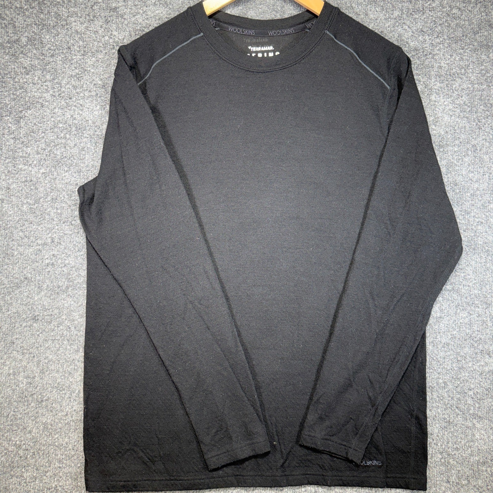 Terramar Woolskins Merino Base Layer Shirt Men XL Black Long Sleeve Outdoor Hike gallery