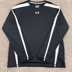 Under Armour HeatGear Shirt Mens XL Black White Long Sleeve Athletic Tee