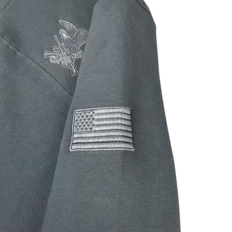 NRA Men's 1/4 Snap Button Mock Neck Pullover Gray/Camouflage Trim • Large gallery