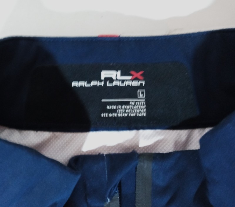 Ralph Lauren RLX Golf Airflow 1/2 Zip 2 Tone Pullover Men's Large Navy Blue Red gallery