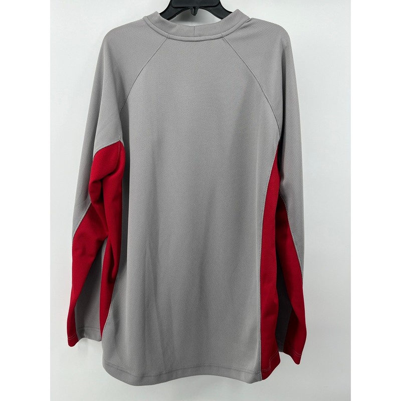 Nike Mens XL Long Sleeve Training Shirt Grey Red Colorblock Mesh Swoosh Y2K gallery