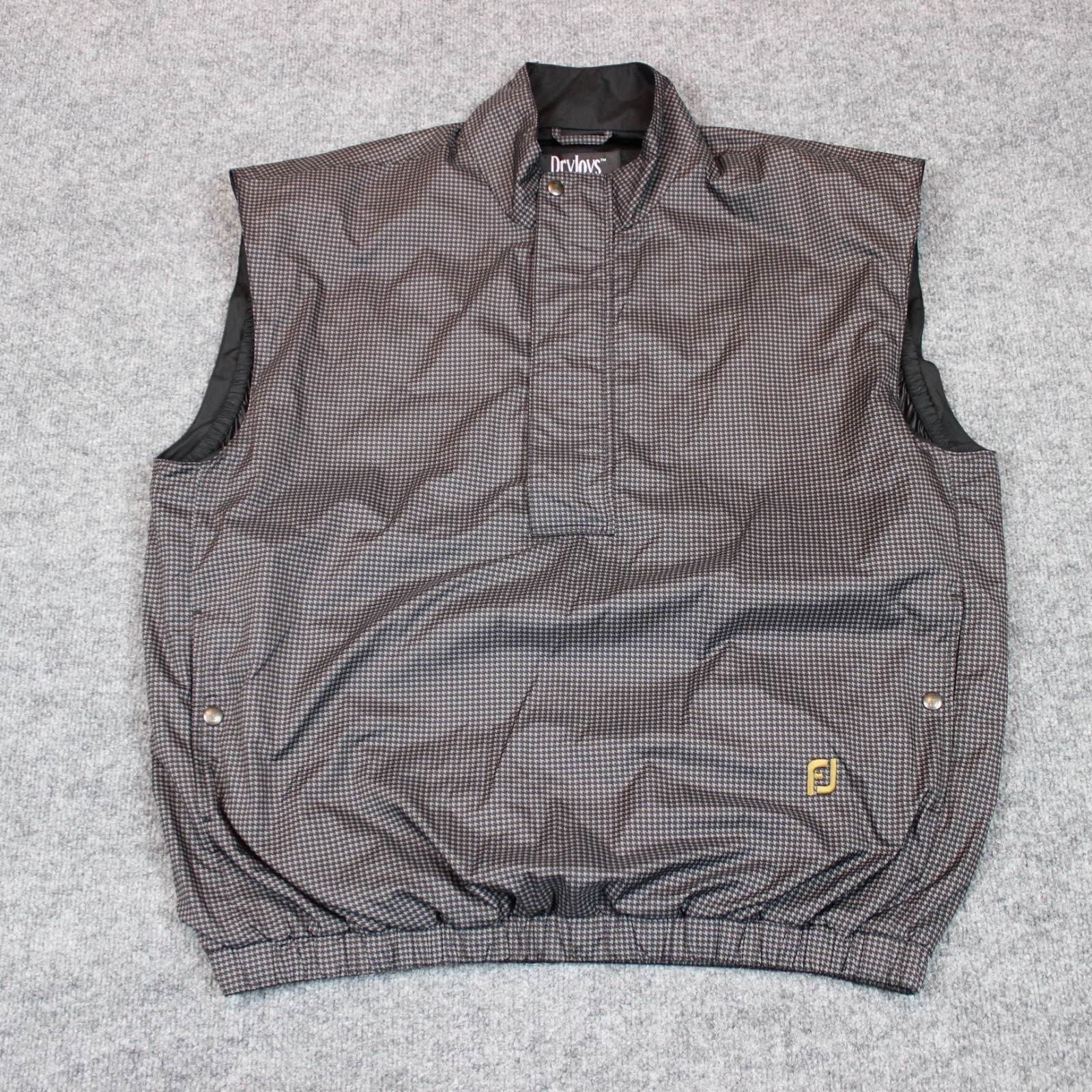 Footjoy Dryjoys Vest Windbreaker Pullover Men's Large Gray Houndstooth Golf gallery