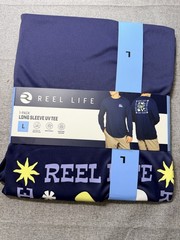 Reel Life Men’s Jax Beach Long Sleeve UV Tee, Navy, Large, New