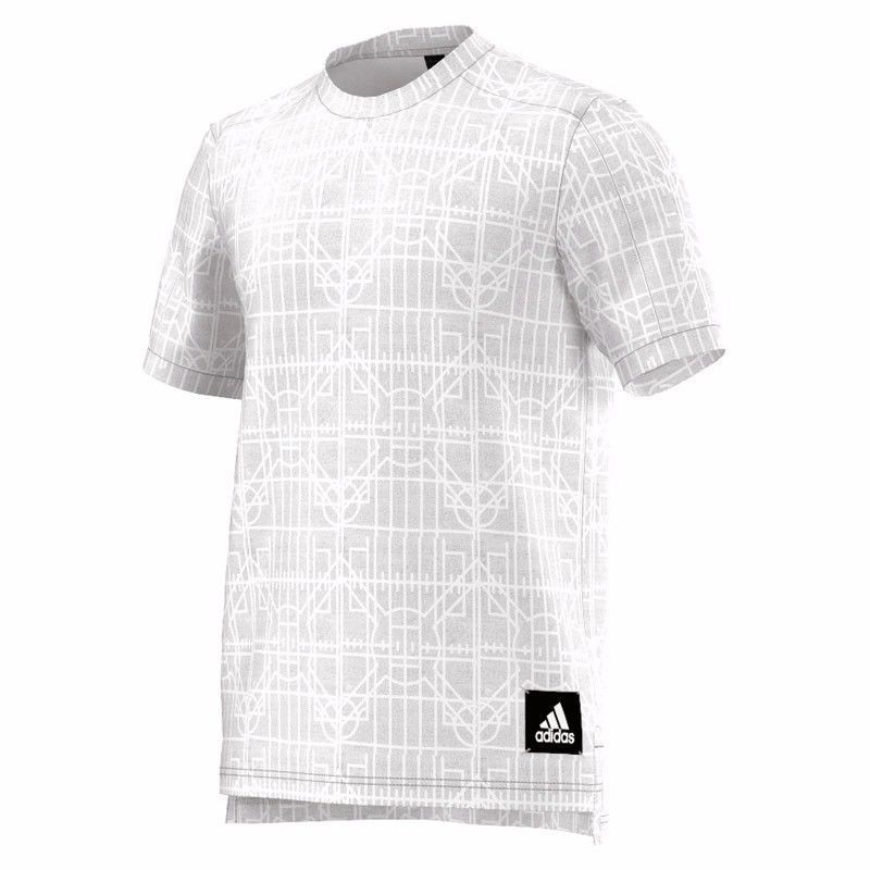 NWT MEN'S ADIDAS PERFORMANCE GRAPHIC TEE DNA WHITE & GREY gallery