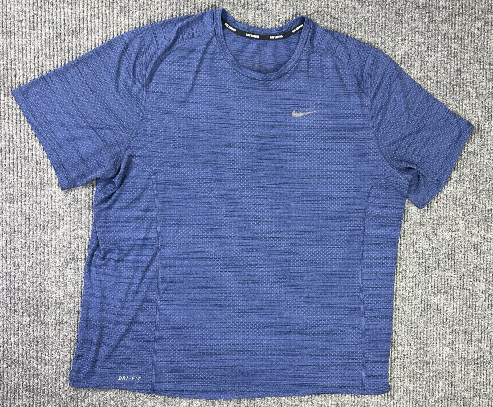 Nike Running Shirt Mens Large Blue Dri Fit Reflective Check Swoosh Training Jog gallery