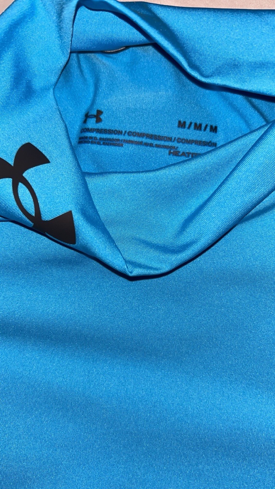 Under Armour HeatGear Compression Shirt Mens Medium Blue Mock Neck Short Sleeve gallery