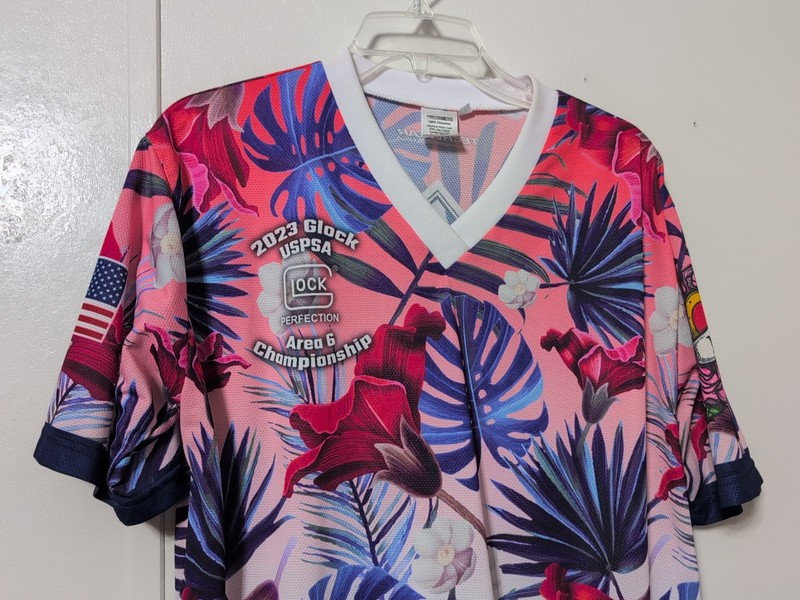 Glock USPSA Men’s Hawaiian Theme Pullover Shirt Size Large Short Sleeves USA gallery