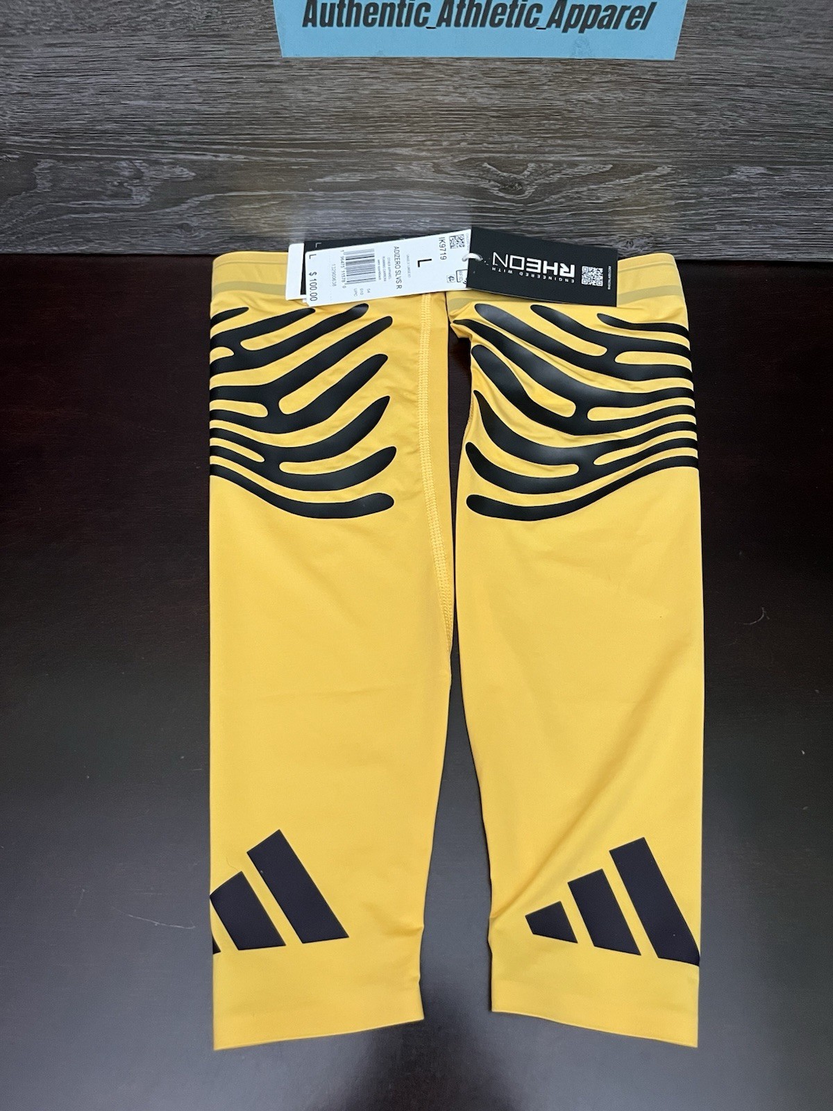 Adidas Adizero 2024 Rheon Pro Elite Team Arm Sleeves Yellow Size L IK9719 RARE gallery
