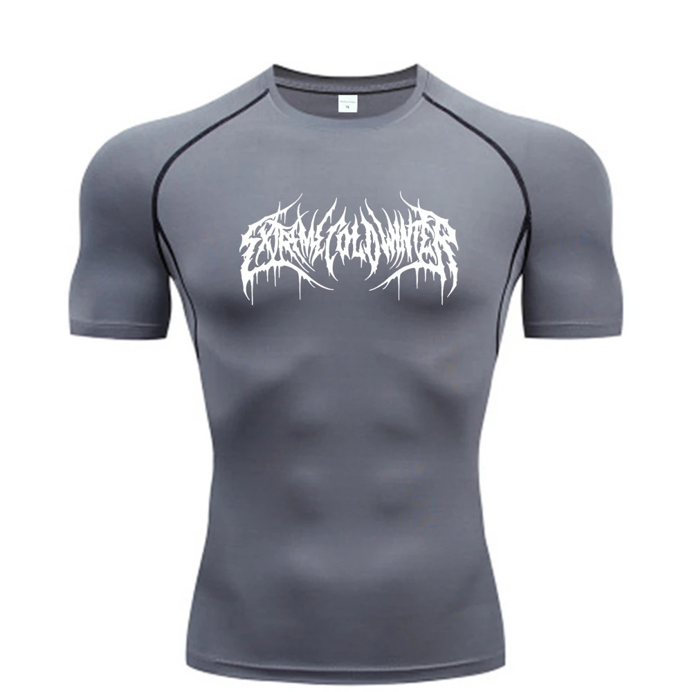 Summer Compression Sweatshirt Short Sleeve Men's Fitness T-Shirt Running. gallery