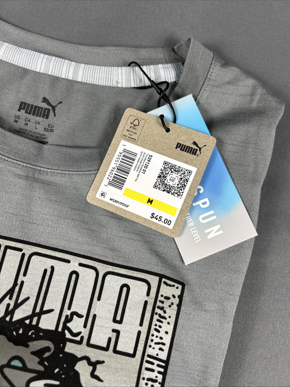 Puma Golf Shirt Tee T-Shirt Cloudspun Breakfast Ball Print Medium Gray MSRP $45 gallery