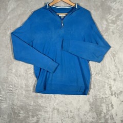 Peter Millar Quarter Zip Sweater Mens Medium Blue Crown Perth Performance Golf