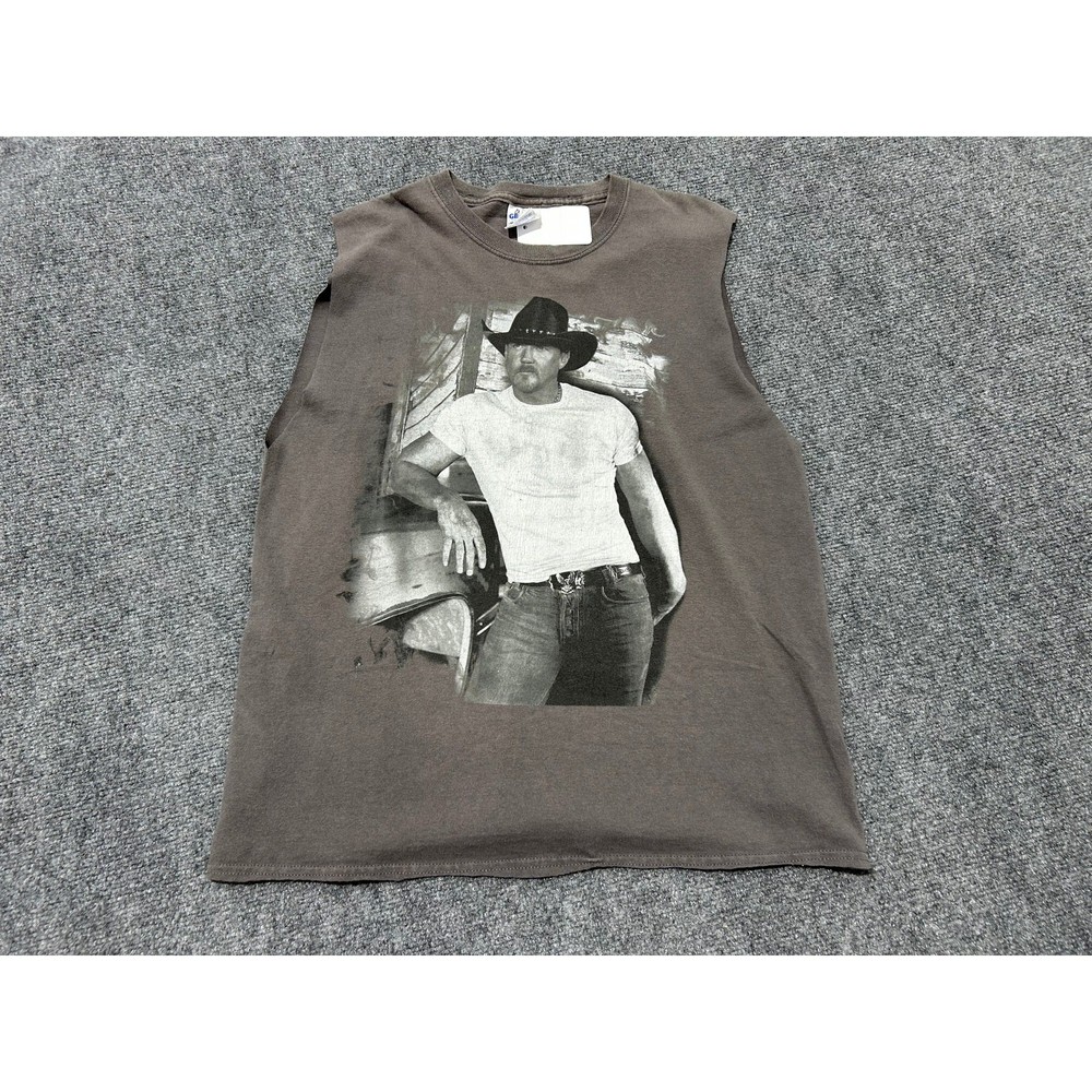 Cutoff Sleeveless 2007 Trace Adkins Dangerous Man Tour Tee - Grey Size Medium