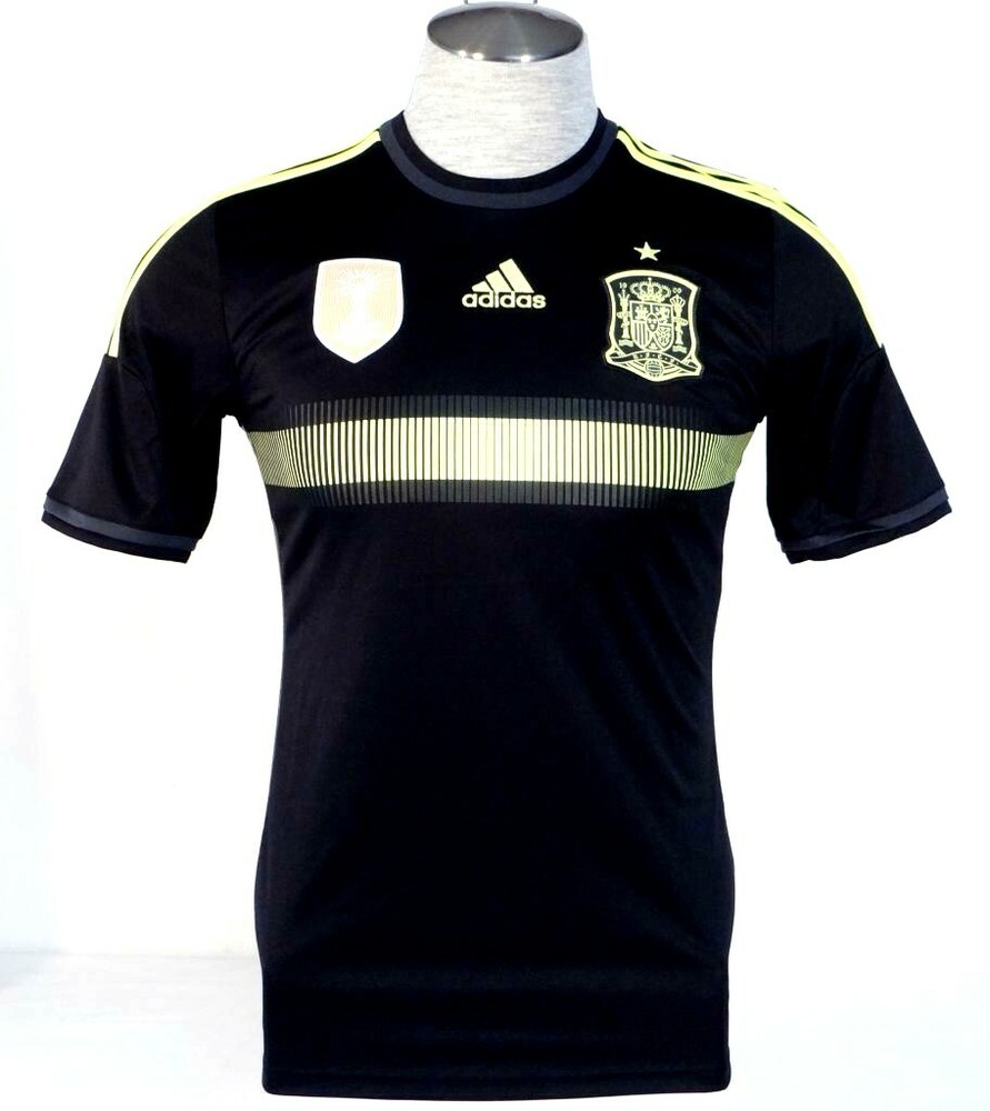 Adidas ClimaCool Spain 2014 World Cup Black & Neon Away Football Jersey Mens NWT