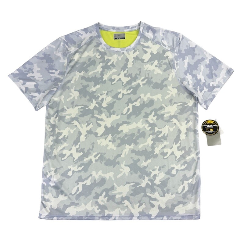 PGA Tour Mens Performance Camo Short Sleeve Golf T-Shirt Gray Yellow, M gallery