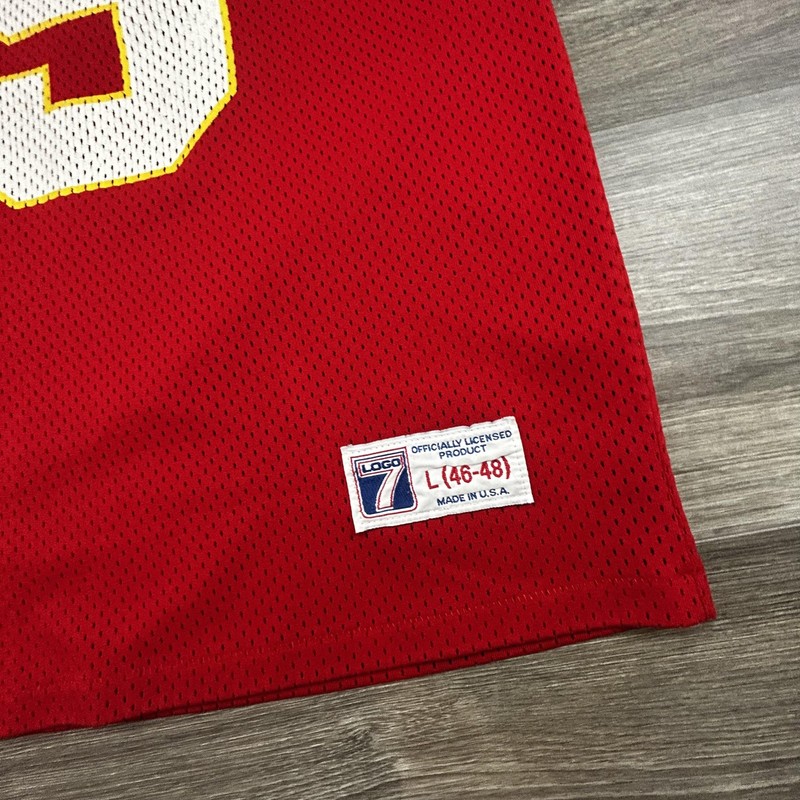 Vintage Logo 7 Football Jersey Mens Large Red Kansas City Chiefs Made USA 90s gallery
